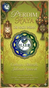 "Doktor Adalah Denyut Nadi Insan" 📅 Tarikh: 25 April 2026 📍 Tempat: Concorde Hotel Shah Alam 🕢 Masa: 7:30 PM – 9:30 PM Tema Pakaian : Batik ✨ Bertemakan “Cahaya Ukhuwah, Jalinan Syawal”, majlis ini bertujuan mengeratkan silaturahim serta memperkukuh ukhuwah sesama ahli PERDIM. 💳 Yuran Penyertaan: * RM110 (Ahli PERDIM) * RM120 (Bukan Ahli PERDIM) 🏨 Makluman Tambahan: * Tempahan penginapan hotel disediakan pada kadar istimewa. Sila buat pengesahan selewat-lewatnya pada Rabu, 15 April 2026. * Kanak-kanak bawah 6 tahun boleh dimaklumkan kepada Husna. 📌 Daftar sekarang: [https://tinyurl.com/PERDIM-RAYA-2026]